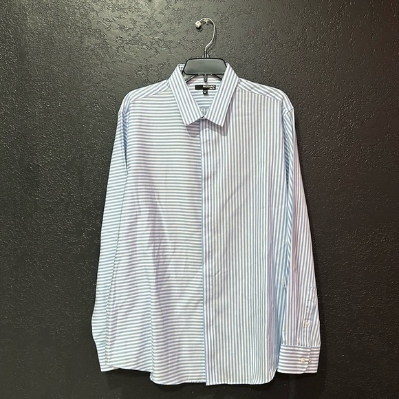 Murano Slim Fit Blue White Striped Button Up Men’s XL - Picture 1 of 6